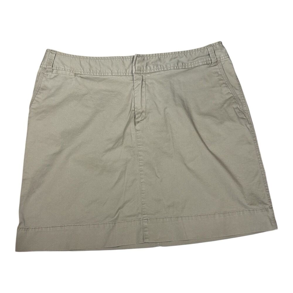 Merona Women's Sz 16 Khaki Chino Mini Skirt Tan Cotton Stretch Twill Casual